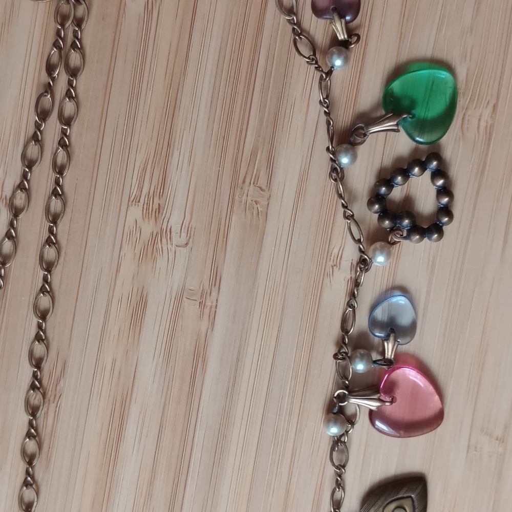 Vintage Heart Charm Necklace Glass Works Studio 32" View 5
